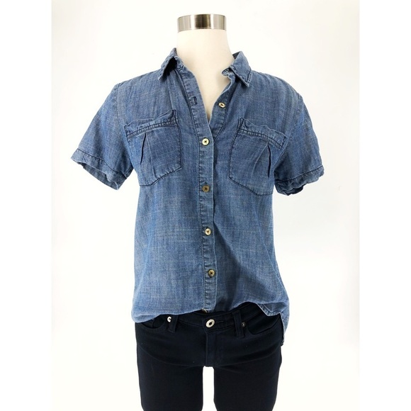 Trina Turk Short Sleeve Chambray Shirt - Picture 1 of 3